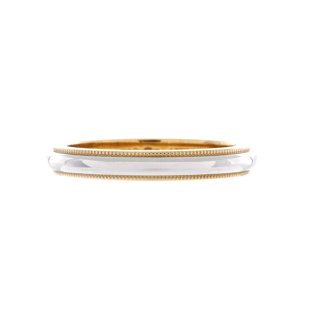 Tiffany & Co. Narrow Two-Tone Milgrain Wedding Band Ring